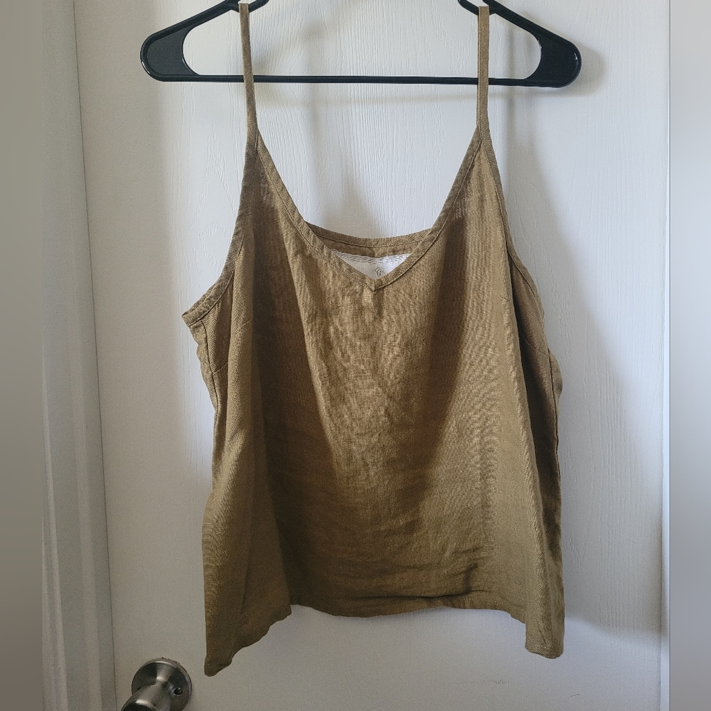Olive NotPerfectLinen Tank Top